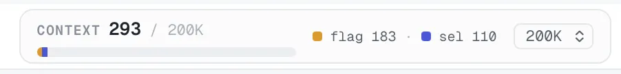 The Context budget gauge in the top bar.