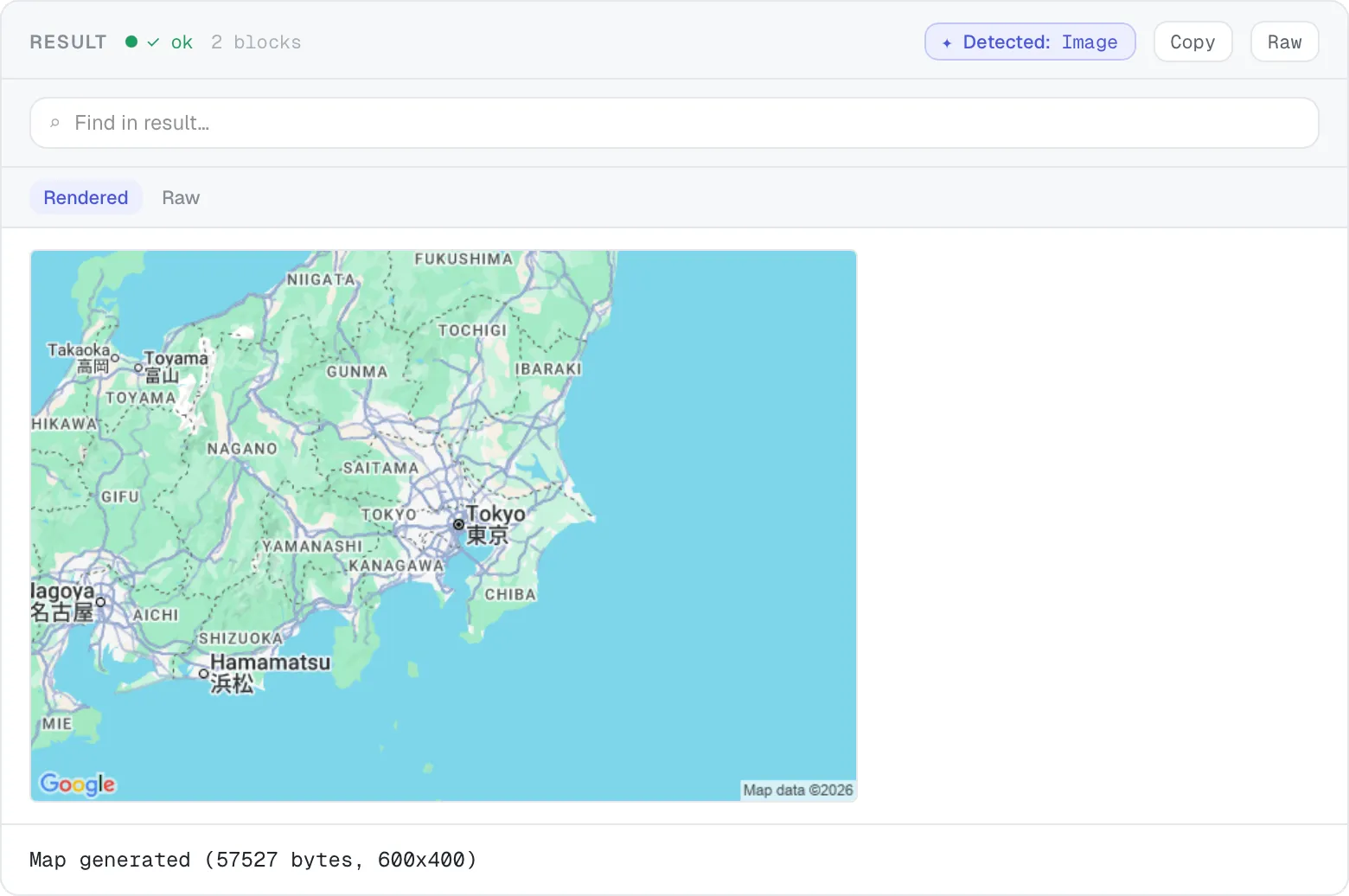 A generated map of the Tokyo region rendered inline from an image result.